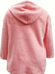 Women's Plus Teddy Fleece Hooded Coat & Shorts Set