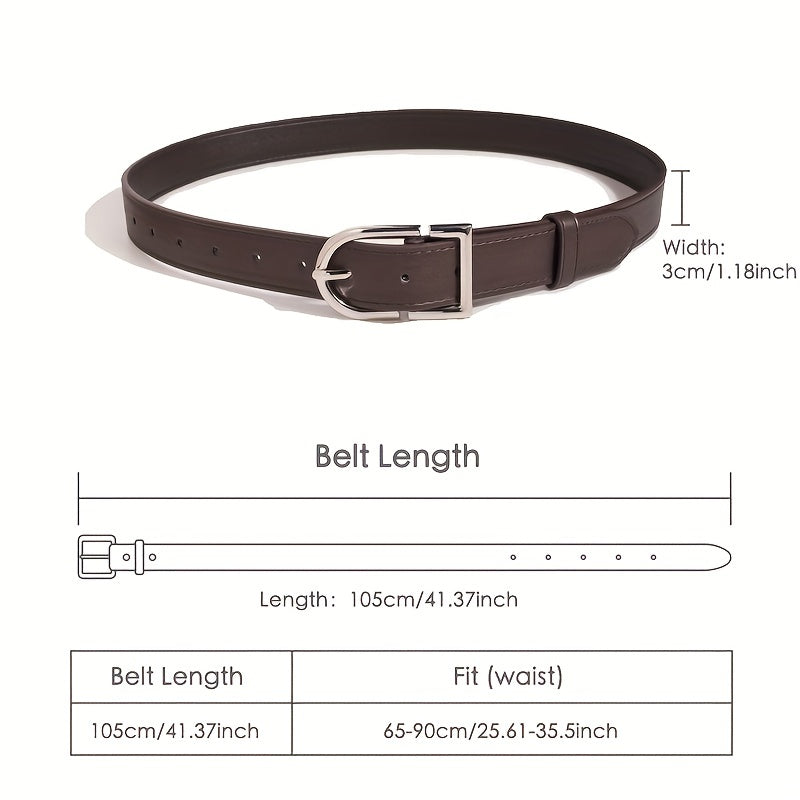 Oval Pin Buckle PU Belt Solid Belt Adjustable Unisex