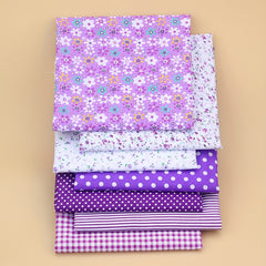 7pcs Printed Cotton Quilting Sewing Patchwork DIY Cloth Purple Series