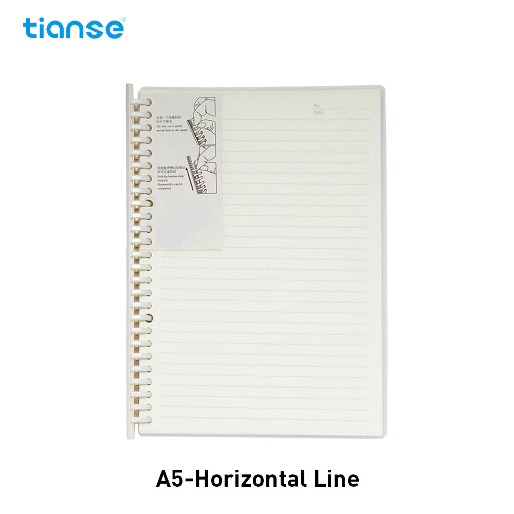TIANSE A5 B5 Pull Clip Loose Leaf Notebook With 80 Sheets