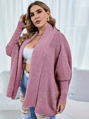  Solid Bat Sleeve Open Front Cardigan
