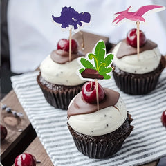 24pcs Dinosaur Park Cupcake Toppers Baby Shower Birthday Party Cake Decorations
