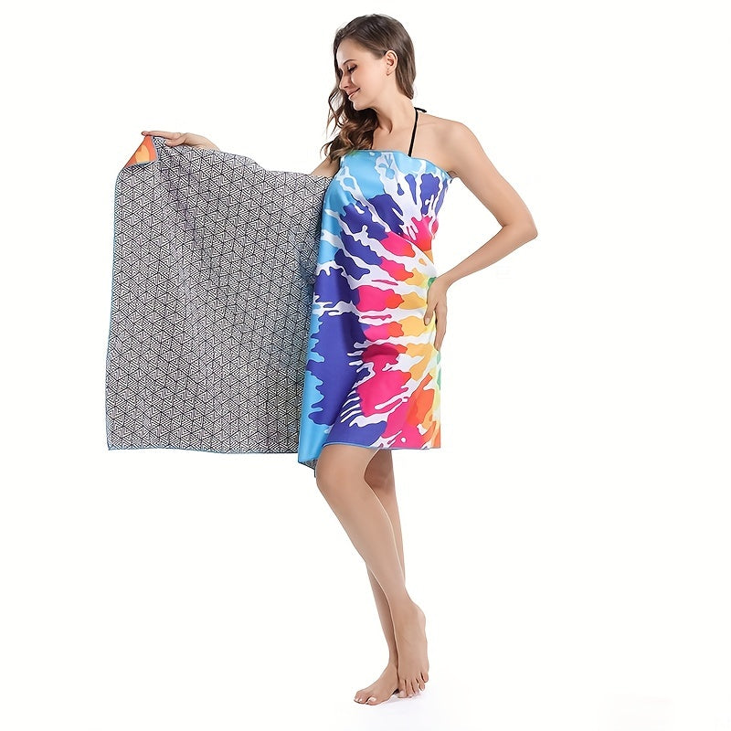 Colorful Spiral Print Beach Towel Quick Dry & Absorbent