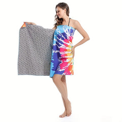 Colorful Spiral Print Beach Towel Quick Dry & Absorbent
