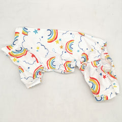 Rainbow Print Dog Pajama Cozy Pet Clothes for Cats and Dogs