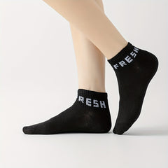 10 Pairs Letter Print Sports Short Socks Women's Stockings