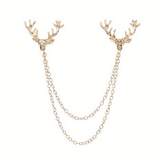 Deer Horn Chain Brooch Zinc Alloy Chain Tassel Brooch Pin
