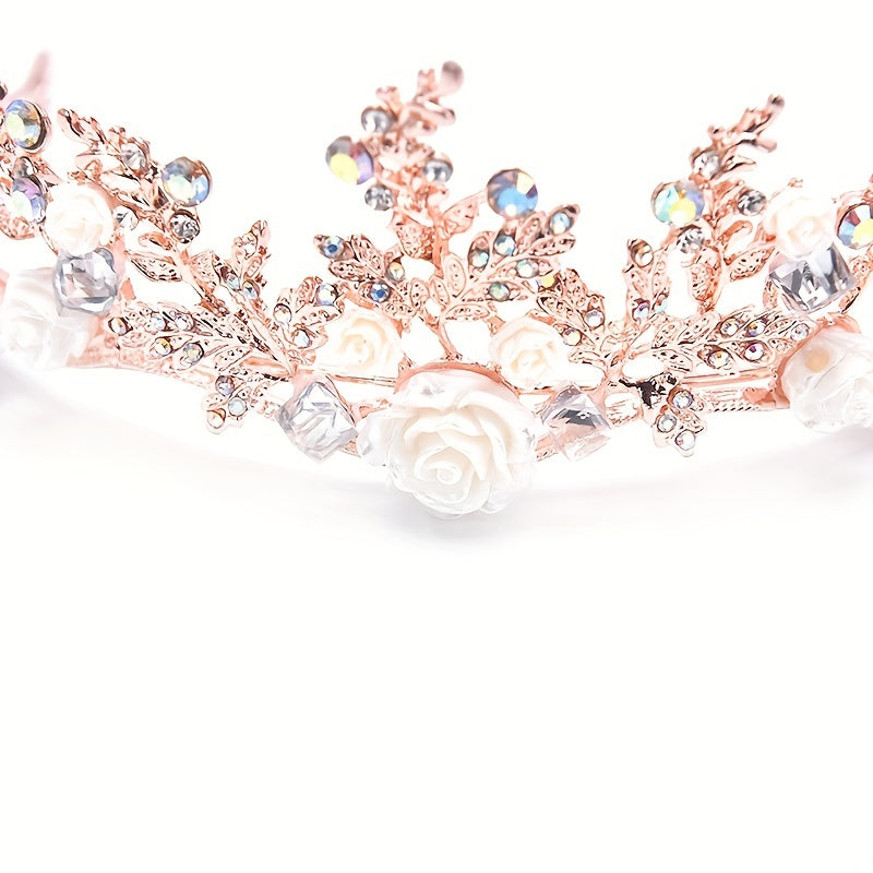Crystal Floral Headband Princess Crown Hair Accessories for Women
