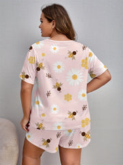  Bee & Daisy Print Tee & Shorts Lounge Set