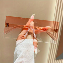 Oversized Square Rimless Sunglasses UV400 Sun Shades