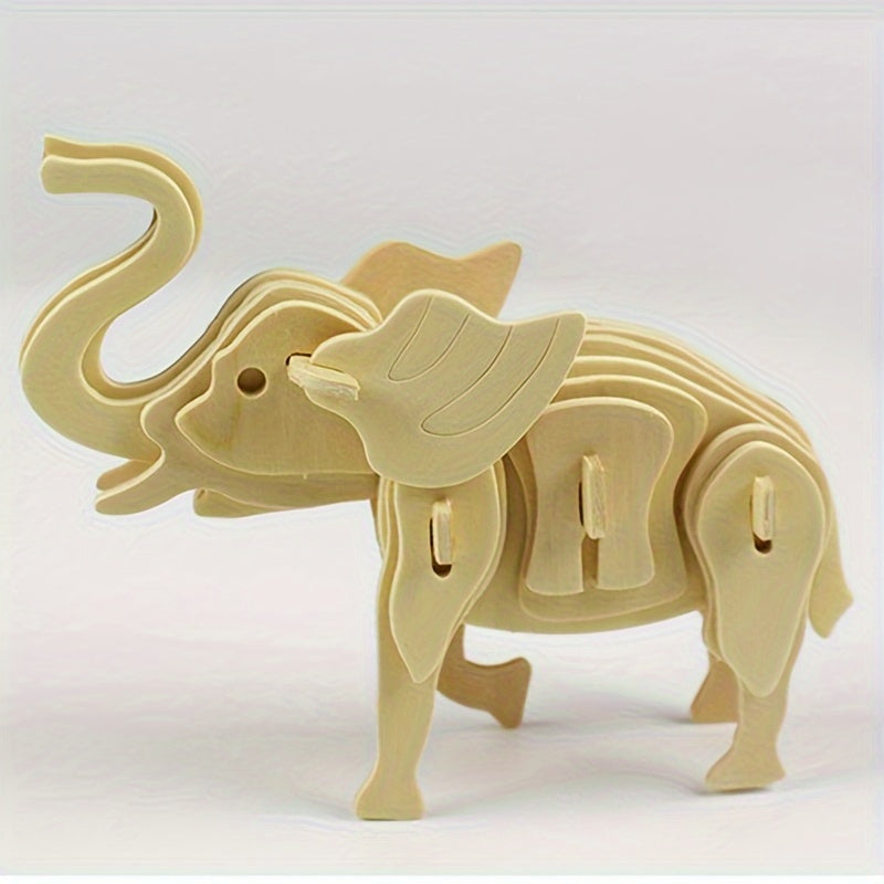 3D Animal Wooden Puzzle Educational Toy DIY Building Block Model