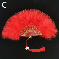Feather Fan Dance Fan Lace Fluffy Folding Fan