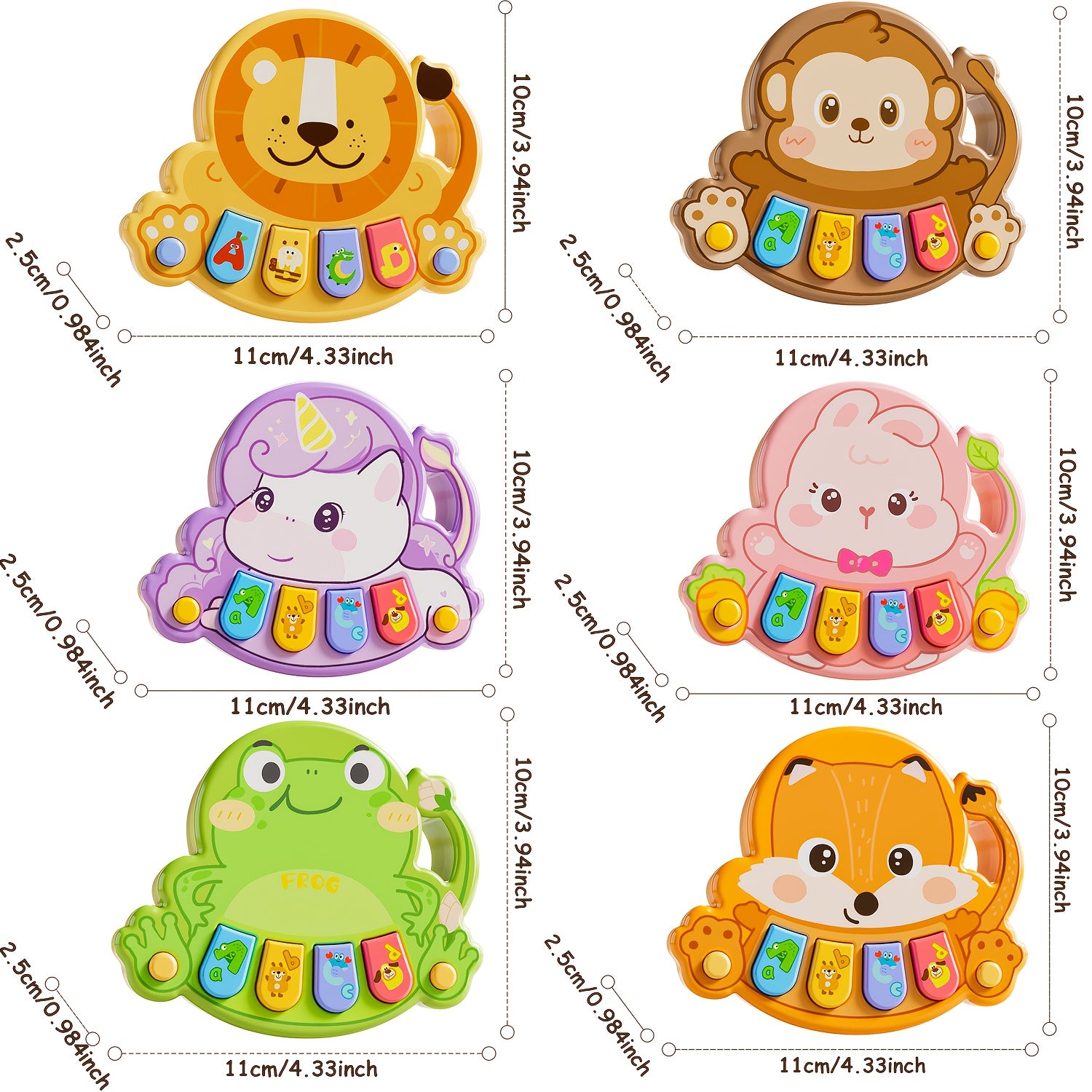 Interactive Animal Baby Piano Toy with Colorful Keys & Characters Touch & Teach