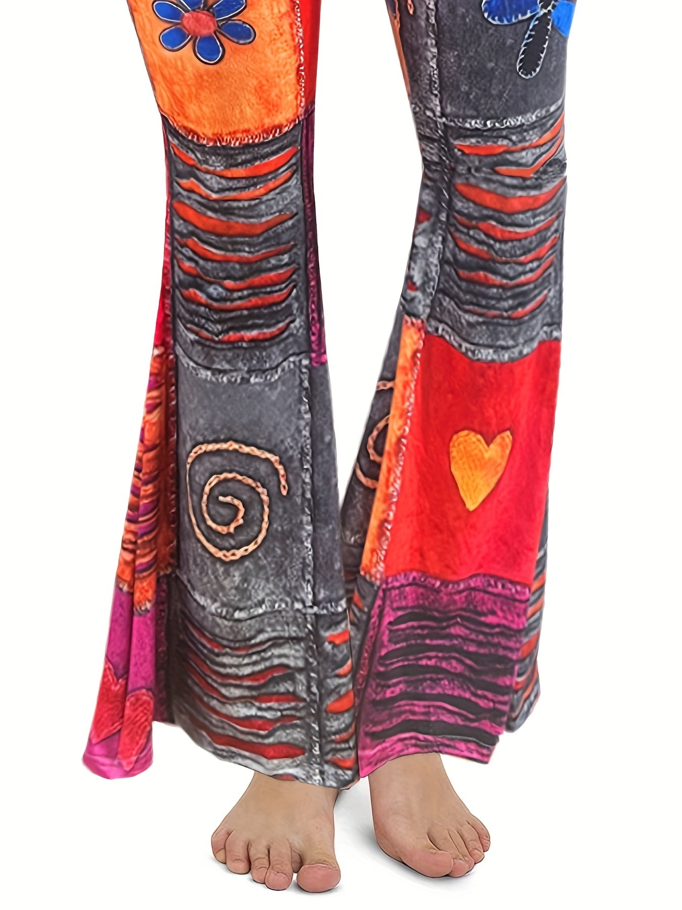  Colorblock High Rise Flare Leg Pants
