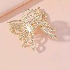 Golden Rhinestone Butterfly Hair Claw Clip Strong Hold Grip Hair Jaw Clip