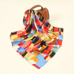 Geometric Tie Dye Silk Head Scarf Satin Wrap Bandana for Sleeping