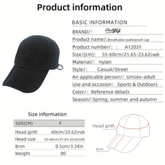  Waterproof Baseball Cap Women's Adjustable Sports Hat