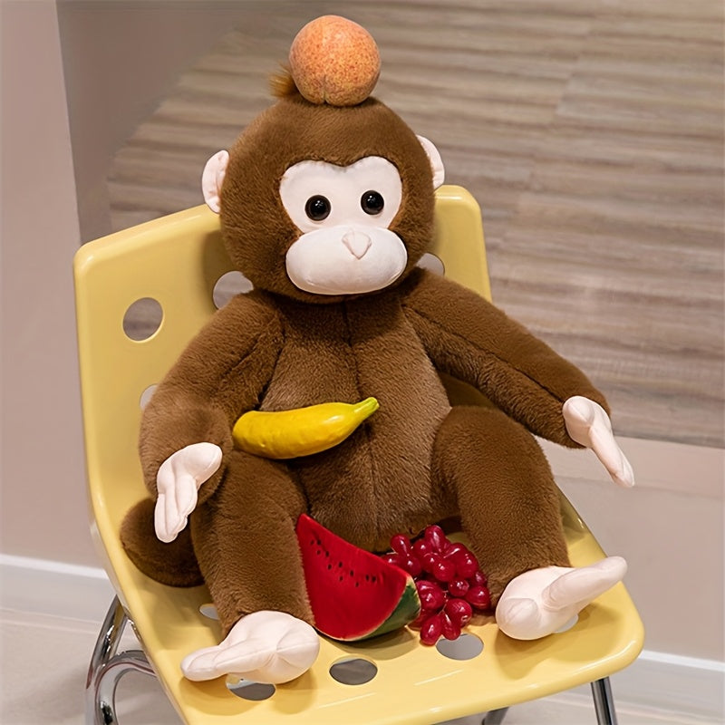Soft Plush Monkey Toy Brown Cartoon Monkey Doll with Eyes & Limbs