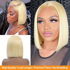 613 Blonde Short Bob Wig Human Hair 13x4 HD Lace Front Wigs