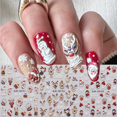 Christmas Nail Stickers 3 Packs - Reindeer Santa Snowflake & Snowman Designs