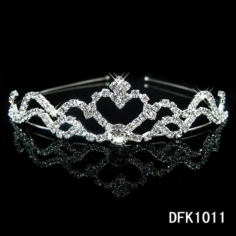 Silver Tiara Headband Girls Princess Tiaras Rhinestone Crown
