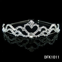 Silver Tiara Headband Girls Princess Tiaras Rhinestone Crown