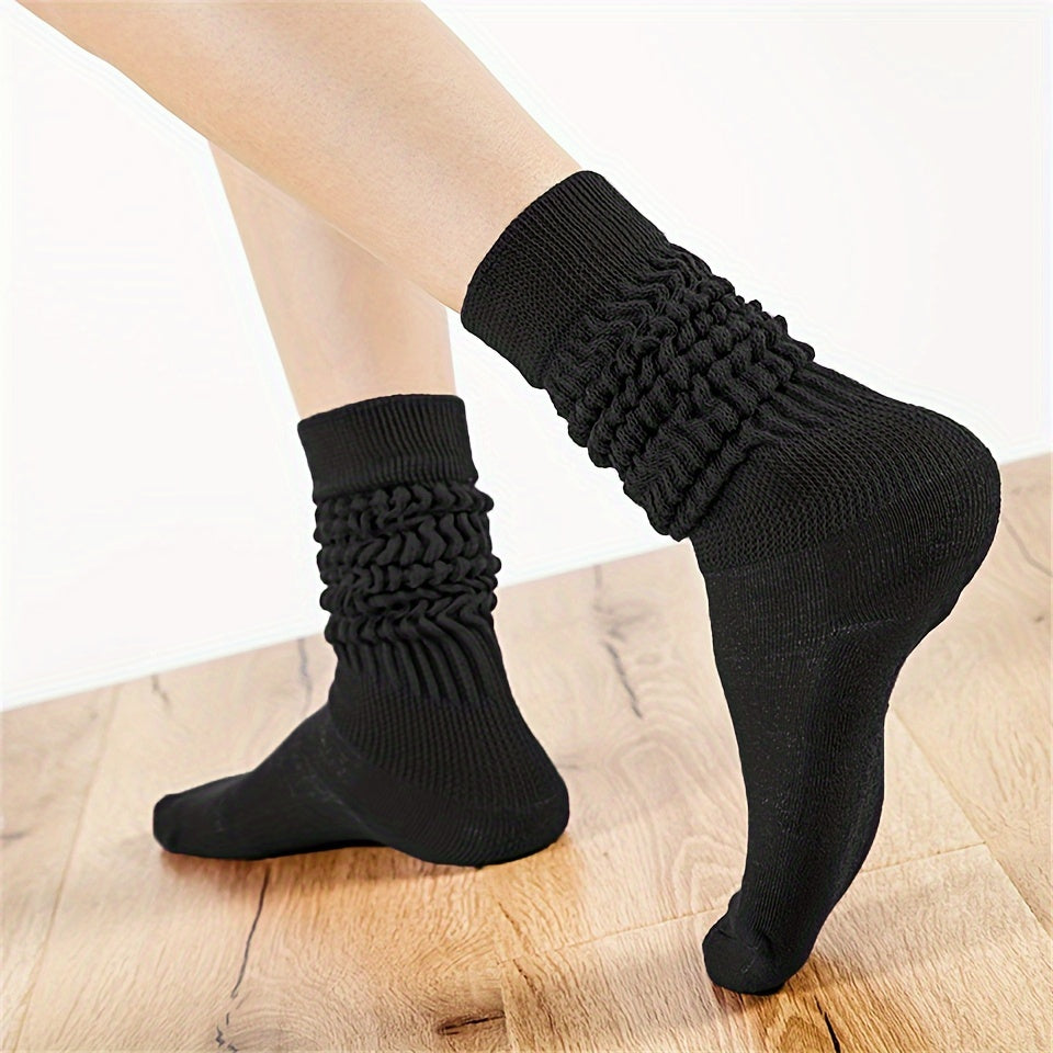 Women's Solid Calf Socks Warm & Comfy Knee High Stockings