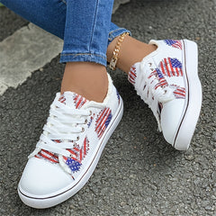 4th of July Sunflower Print Canvas Shoes Low Top Lace Up Sneakers