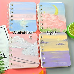 Set of 4 Cartoon Animal A7 Coil Notepad Office Notebook