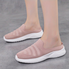 Women's Breathable Knit Mule Sneakers Slip On Outdoor Shoes