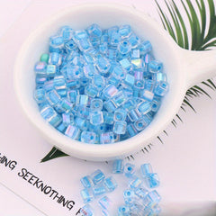 88pcs 4mm Square Fantasy Dyed Heart Glass Beads for DIY Earrings Bracelet