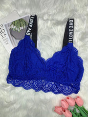 Plus Size Sexy Bra Women's Plus Letter Tape Floral Lace Wireless Bralette