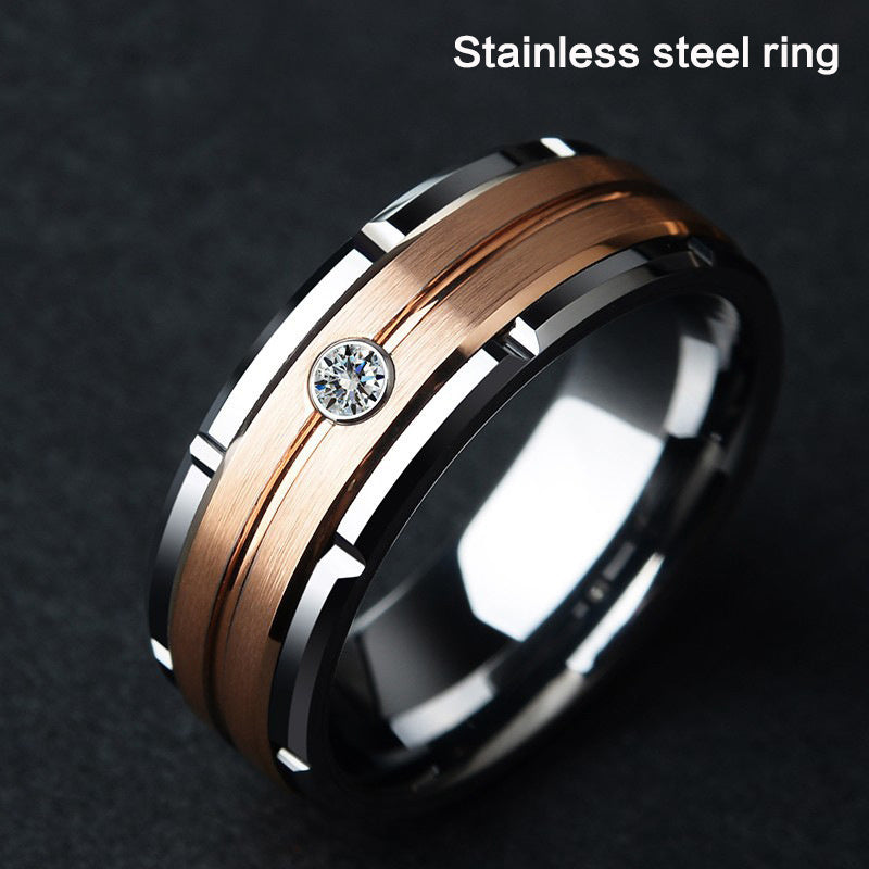 Stainless Steel Couples Rings Engagement Rings Rose