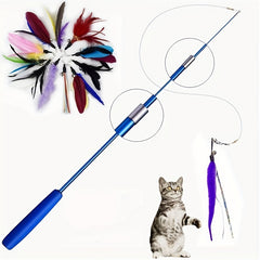 Interactive Feather Teaser Wand for Cats