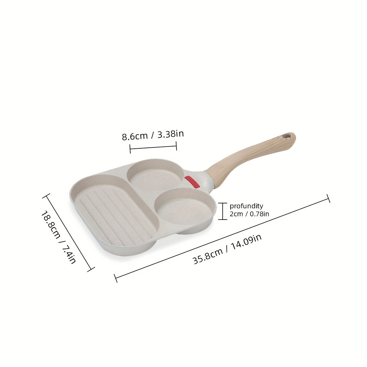 3 Holes Frying Pan Non Stick Cast Iron Skillet for Gas Stove Top