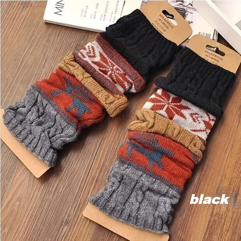 Winter Twist Snowflake Fawn Knee Socks Warm Leg Foot Covers