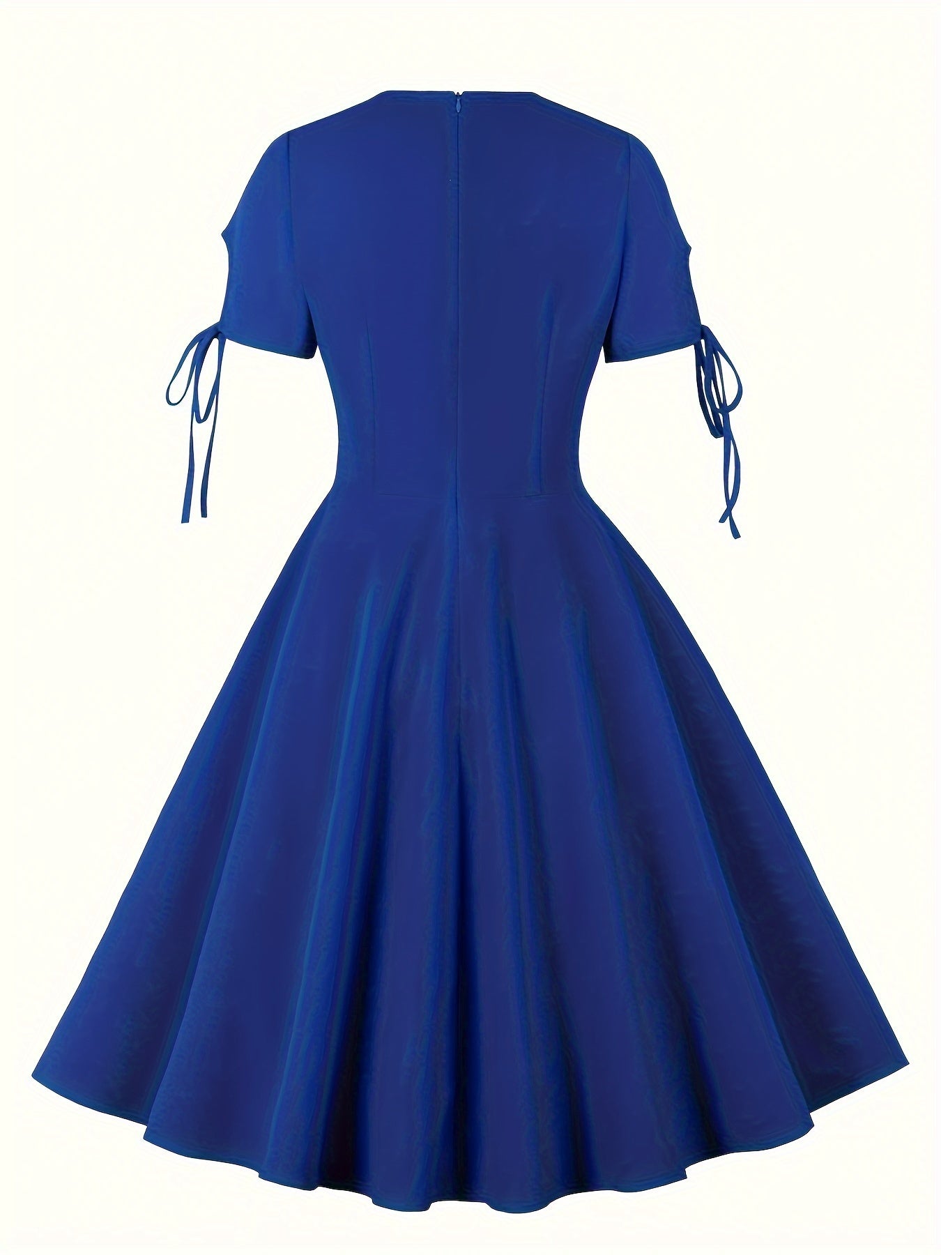  Solid Knot Short Sleeve Casual Dress