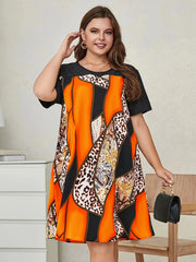  Retro Dress Women's Plus Leopard & Paisley Print Dress