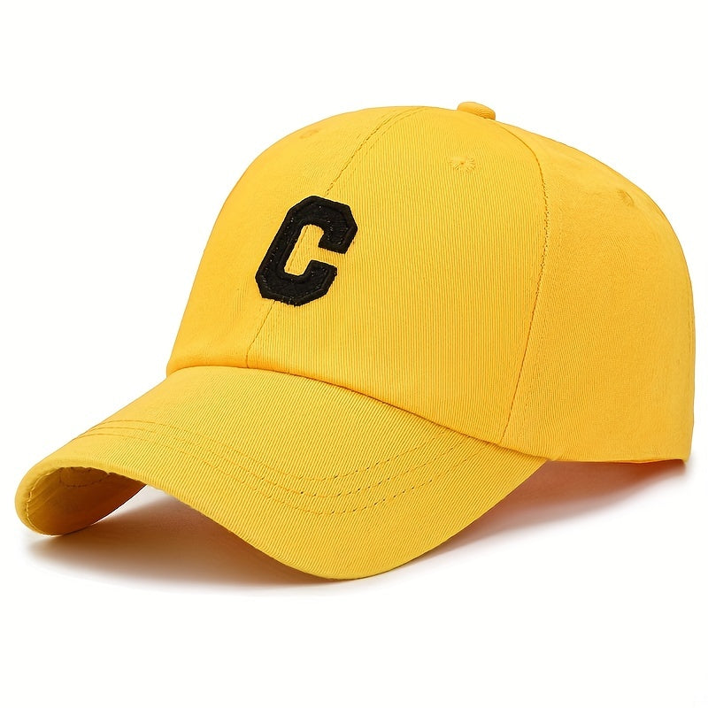 C Label Baseball Cap Cotton Solid Adjustable Sports Hat Outdoor Sunscree