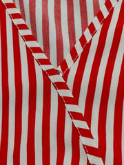  Stripe Print Batwing Sleeve Surplice Neck Romper