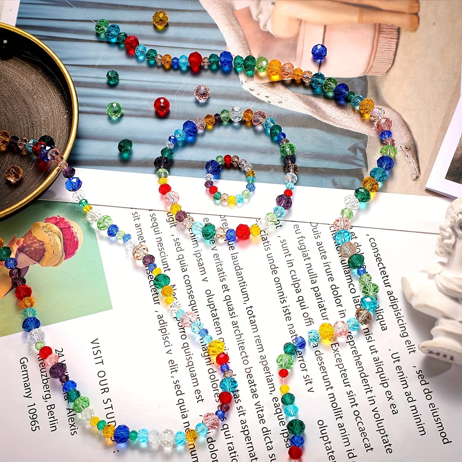 Assorted Round Glass Crystal Beads for DIY Bracelet