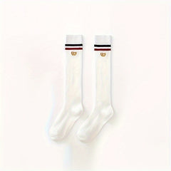 6 Pairs Striped Calf Socks College Style Women's Knee High Stockings