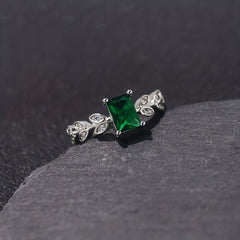 Square Green Zircon Adjustable Ring Hand Jewelry for Men