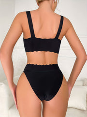 Solid Push Up Bra & Panties Set Women's Lingerie