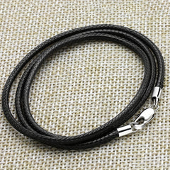 Men 3mm Wax Cord Choker Necklace Stainless Steel Clasp 16