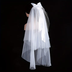 Bridal Head Veil With Mesh And Satin Bowknot Wedding Accessories