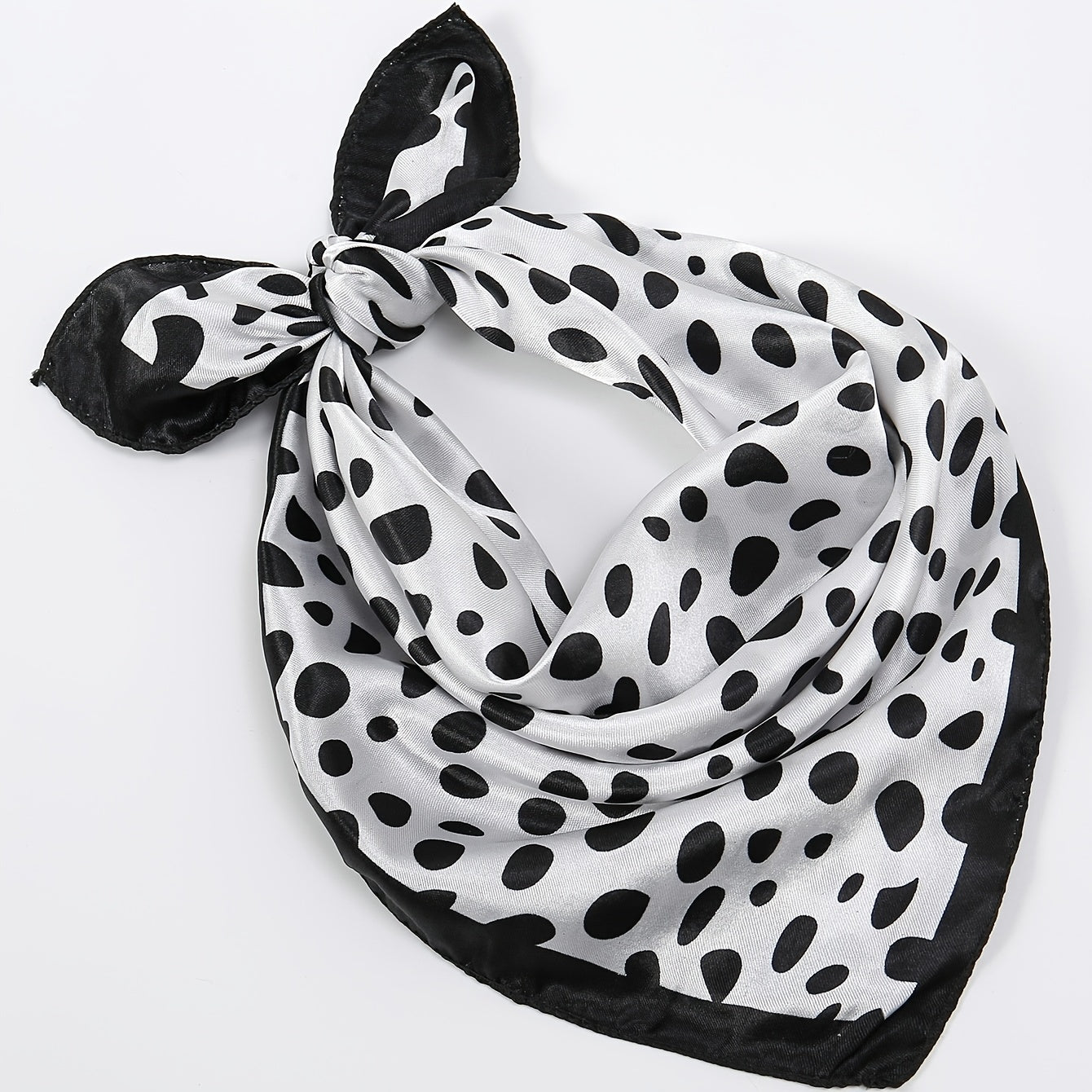Small Square Satin Scarf Solid & Irregular Print Neckerchief Hair Wrap