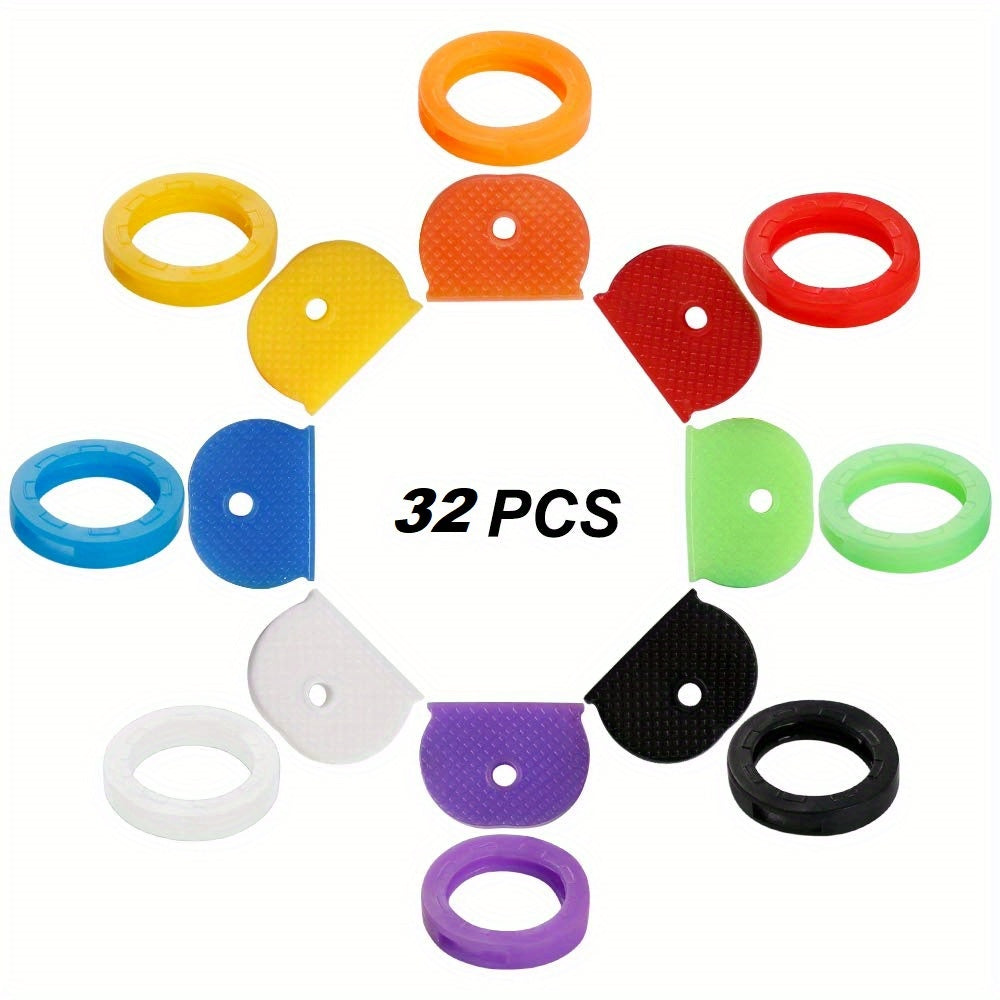 32pcs Key Caps Covers Tags Key Ring Combo Key Identifier Label ID