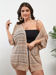  Eyelet Embroidered Open Front Cardigan