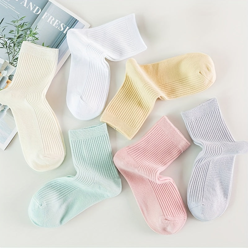 6 Pairs Ribbed Socks Breathable Women's Stockings